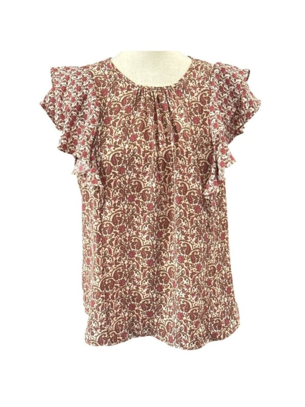 Flutter Sleeve Blouse~Size Med~ Multi Color Lightweight Top